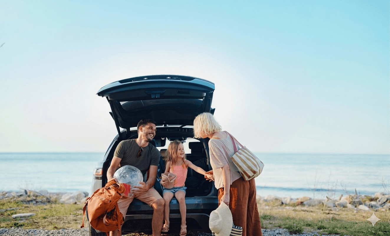 A parent and young driver reviewing journeys together on a shared screen